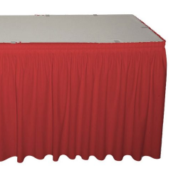 Table Skirt - Red 21' Polyester With Clips Drape and Skirting