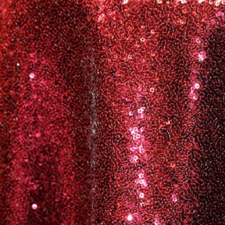 60 x 60 - Crimson Glimmer Sequin Table Overlays Linen