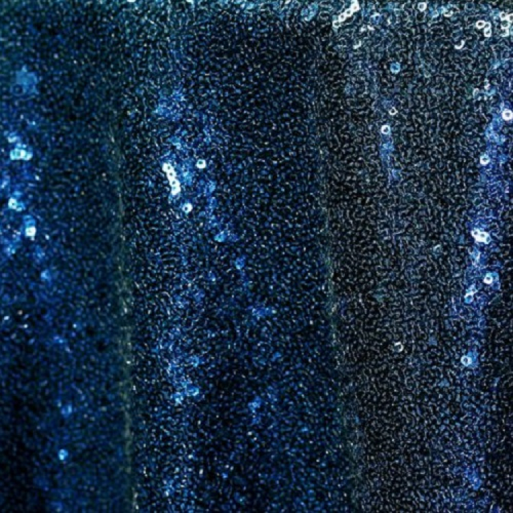 90 Round - Midnight Glimmer Sequin 90 Round Specialty Linen